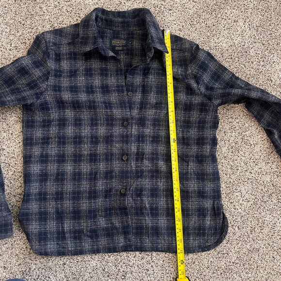 Pendleton 100% Virgin Wool Button-Down Lodge Shirt Women's Medium Navy/Grey - Picture 7 of 9